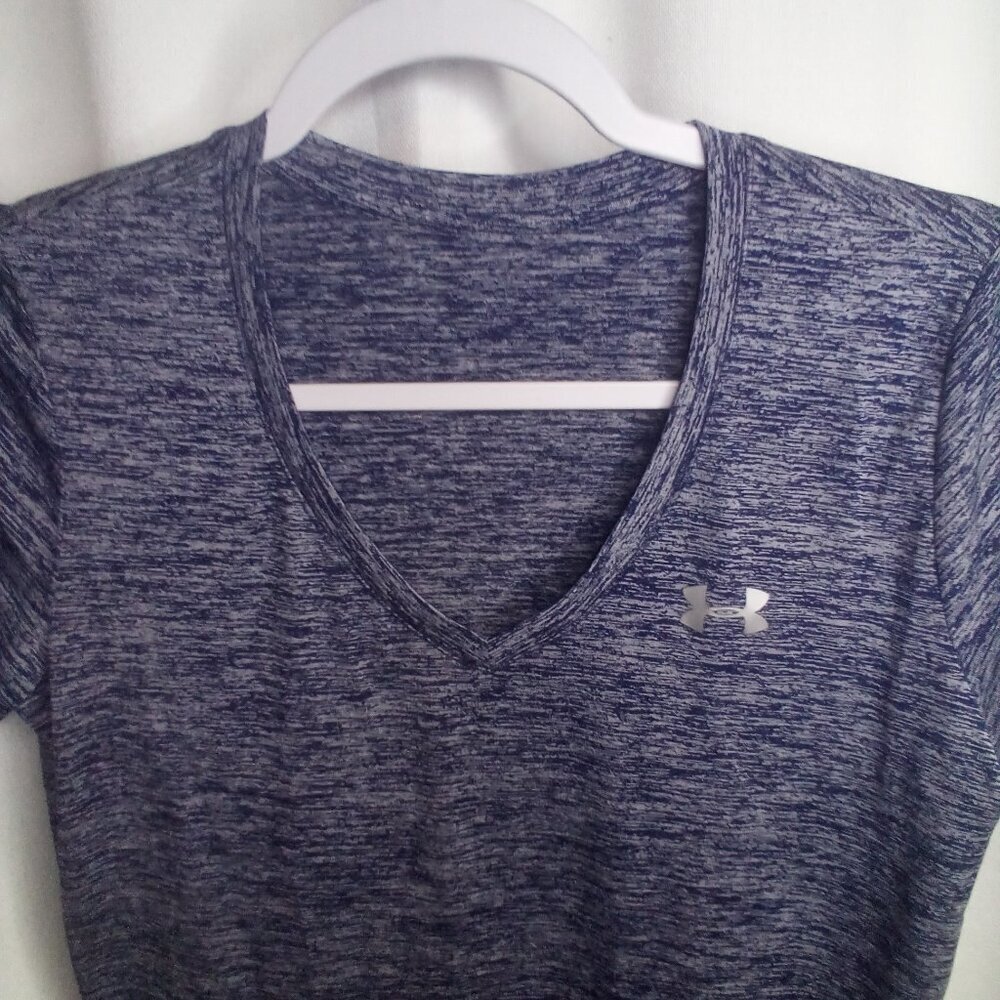 Under Armour Shirt Women S ? V-neck Short Sleeve Active Athletic Blue - Picture 7 of 16